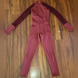 Kizzi Women's Maroon Jazz Dance Costume Jumpsuit One- Piece Long Sleeve
